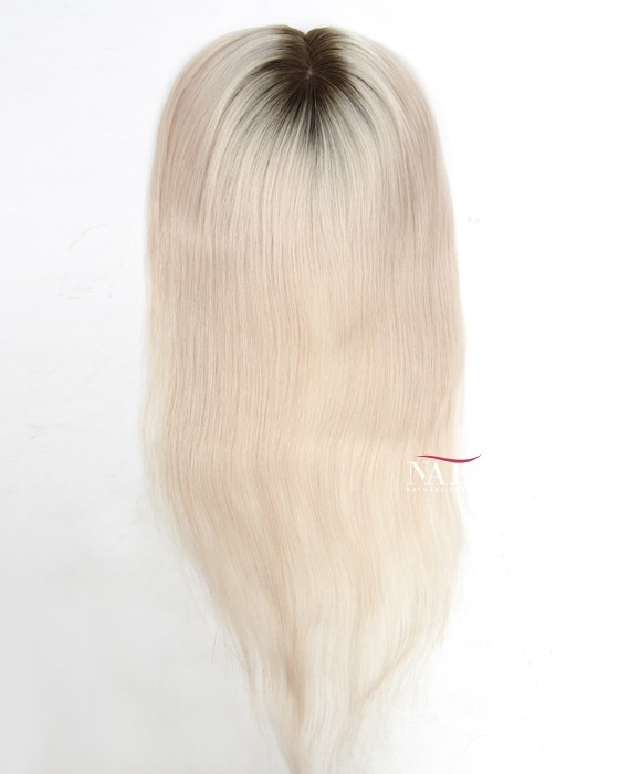 Ombre White Human Hair Clip On Hair Pieces For Thinning Hair 