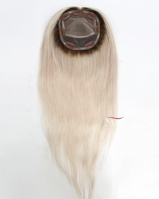 Ombre White Human Hair Clip On Hair Pieces For Thinning Hair Inside 