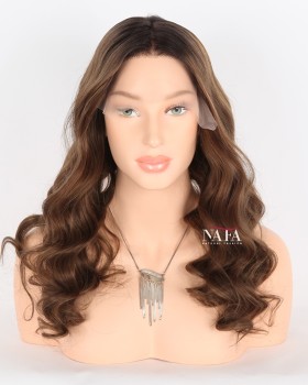 20-Inch Brunette Brown Curly Human Female Hair Wig