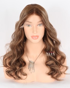 20-Inch  Caramel Latte Human Hair Wigs for White Females