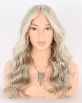 20-Inch Gray Wavy Human Hair Lace Front Wig