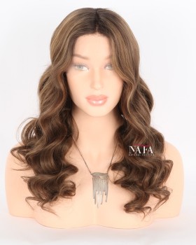 20-Inch Lace Front Ombre Brown Human Hair Realistic Women's Wig