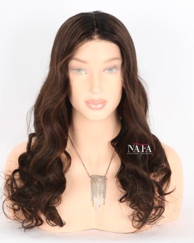 20-Inch Long Wavy Black Human Hair Female Wig