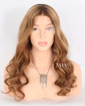 20-Inch Real Hair Reddish Brown Curly Lace Front Female Wig 