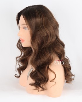 20-Inch Brunette Brown Curly Human Female Hair Wig